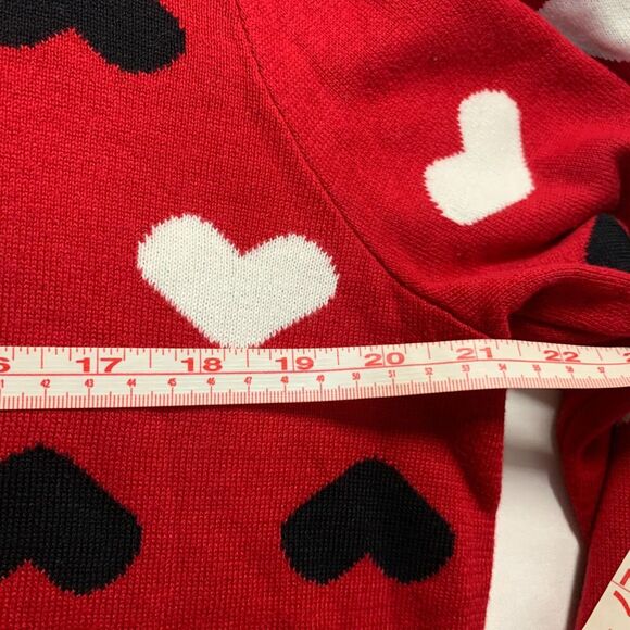 Charter Club Sweater Womens XL Red Heart Pattern Festive Crew Classic Playful - Picture 8 of 10